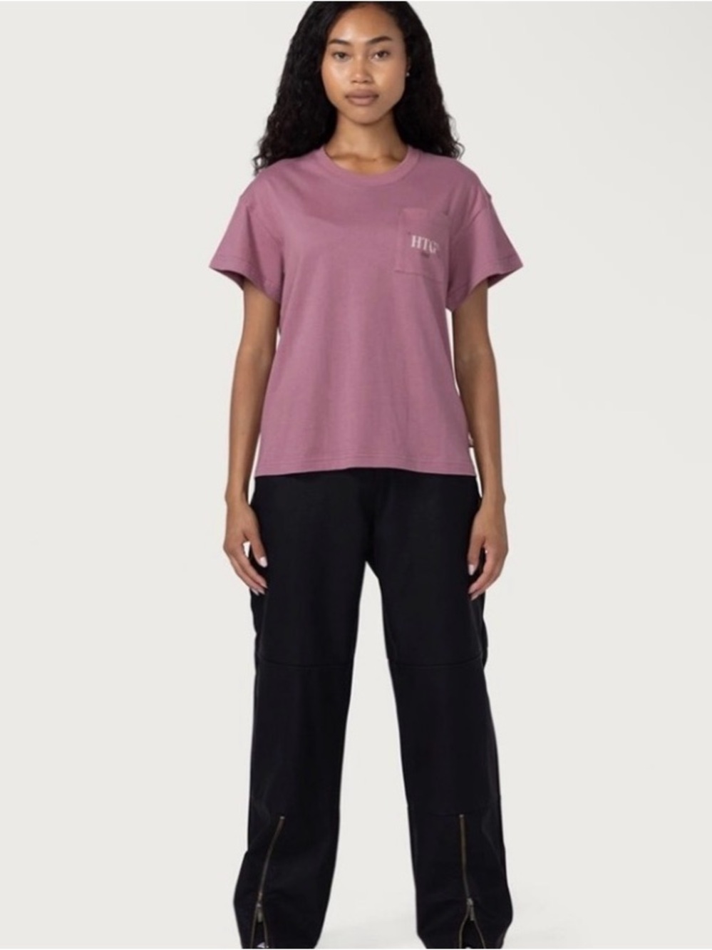 HTG Women's Short Sleeve Pocket Tee in Dusty Rose